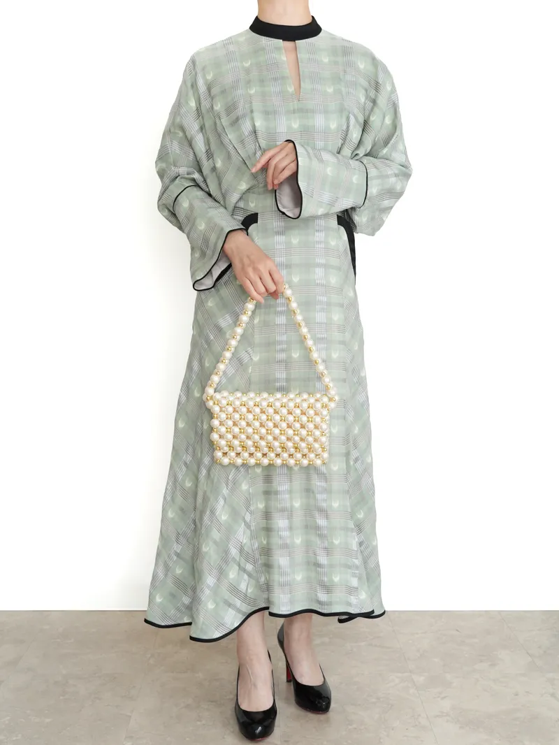 Mame Kurogouchi（マメ クロゴウチ）  KASURIプレイドドレス（グリーン/サイズ1）