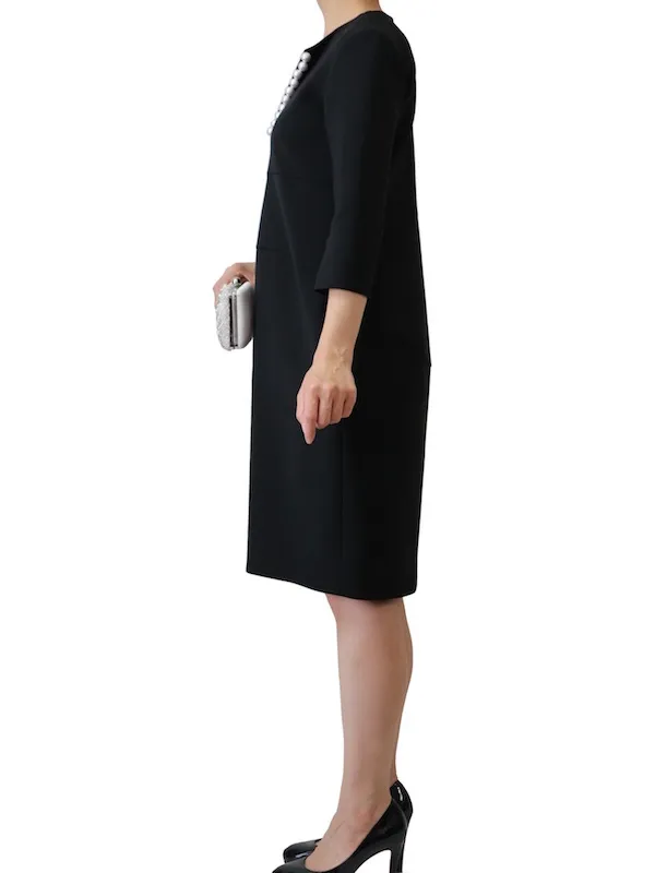 YOKO CHAN（ヨーコチャン）  ロングスリーブパールドレス（ブラック/サイズ38）モデル側面