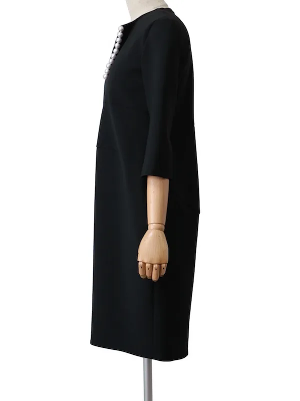 YOKO CHAN（ヨーコチャン）  ロングスリーブパールドレス（ブラック/サイズ38）トルソー側面