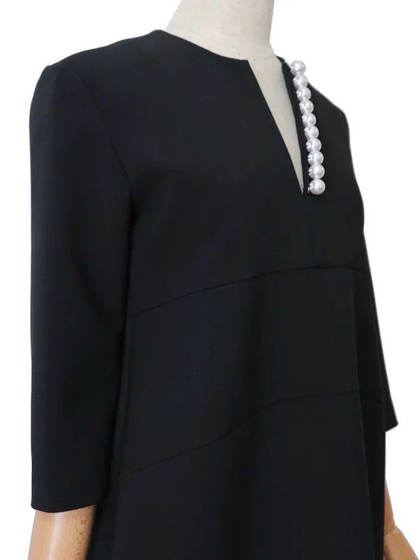 YOKO CHAN（ヨーコチャン）  ロングスリーブパールドレス（ブラック/サイズ38）トルソーバストアップ