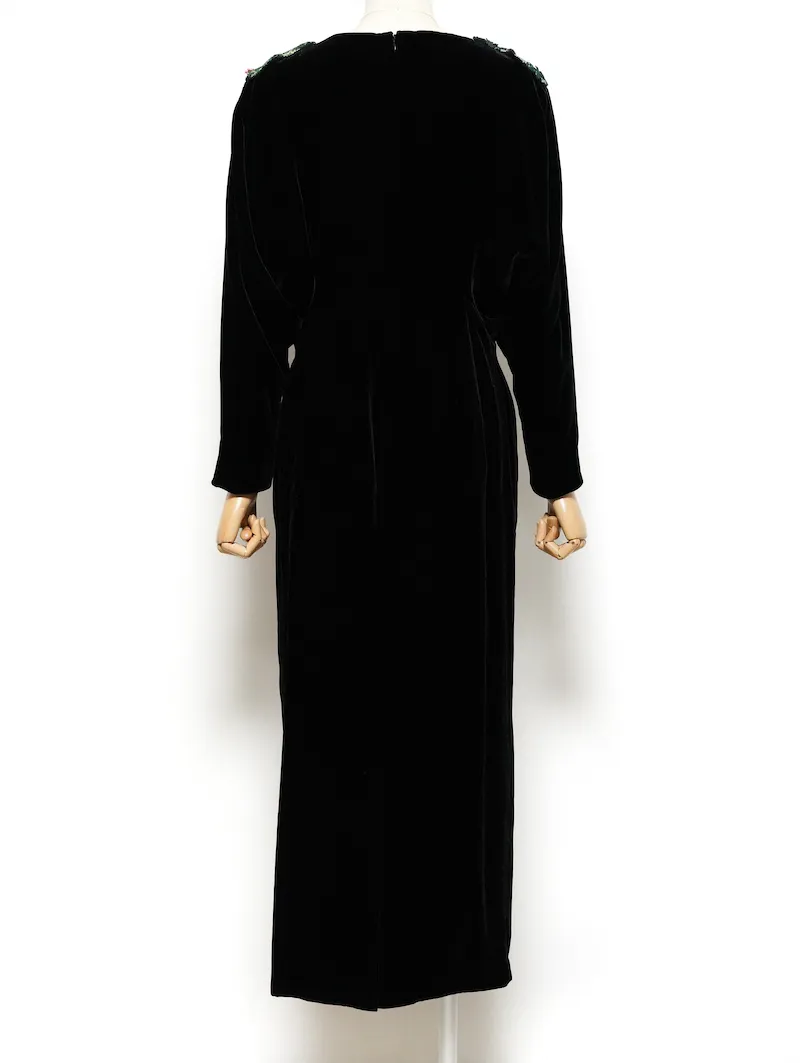 Mame Kurogouchi（マメ クロゴウチ）  エンブロイダードベルベットドレス（ブラック/サイズ2）トルソー背面