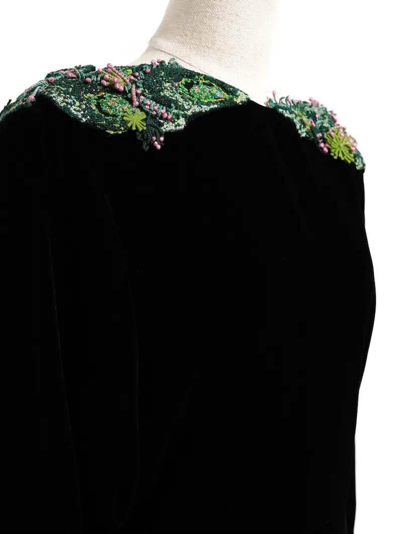 Mame Kurogouchi（マメ クロゴウチ）  エンブロイダードベルベットドレス（ブラック/サイズ2）トルソーバストアップ