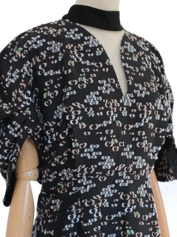 Mame Kurogouchi（マメ クロゴウチ）  フローラルカットジャガードボリュームスリーブドレス（ブラック/サイズ2）トルソーバストアップ