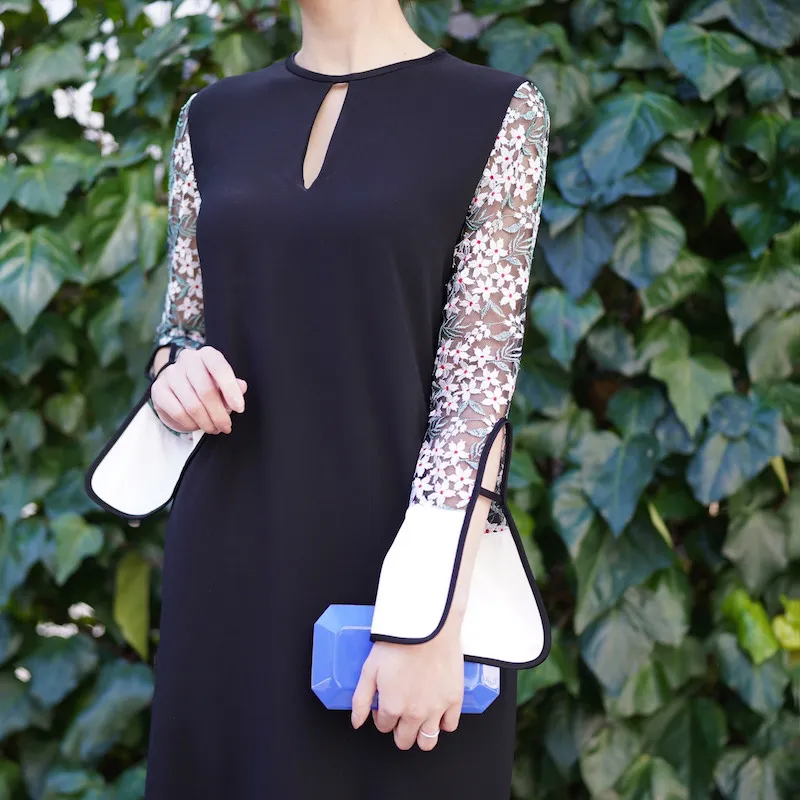 【美品】MAME KUROGOUCHI フローラルレーススリーブドレスSIZE3 Mame Kurogouchi（マメ クロゴウチ） フローラルレーススリーブドレス