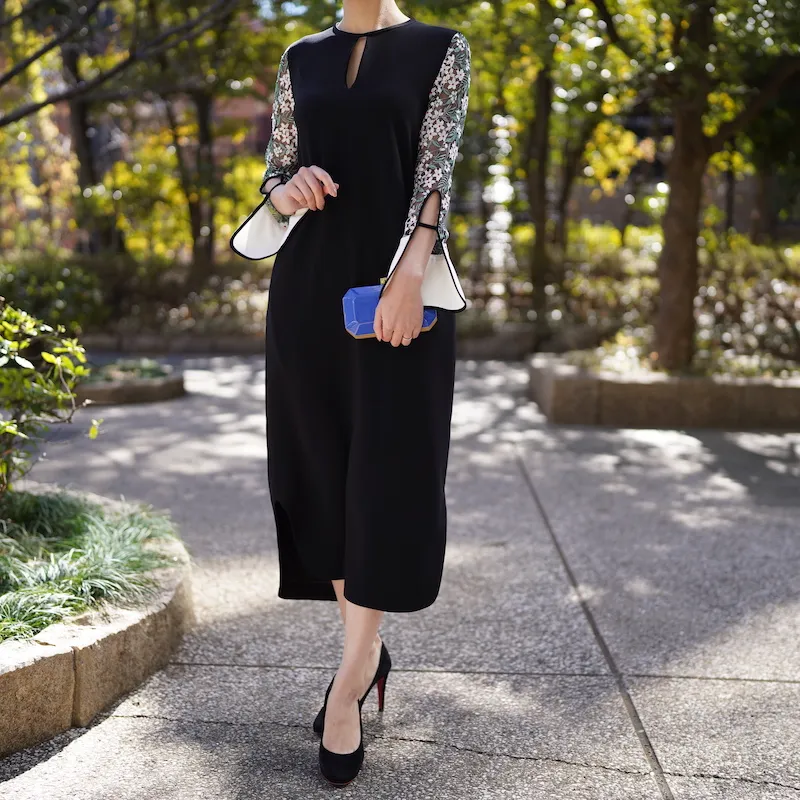 Mame Kurogouchi（マメ クロゴウチ） フローラルレーススリーブドレス