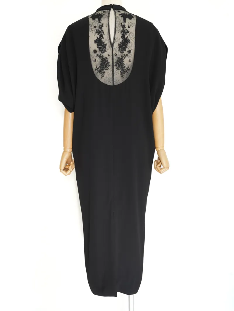 Mame Kurogouchi（マメ クロゴウチ）  エンブロイダリーレースバッグドレス（ブラック/2）トルソー背面