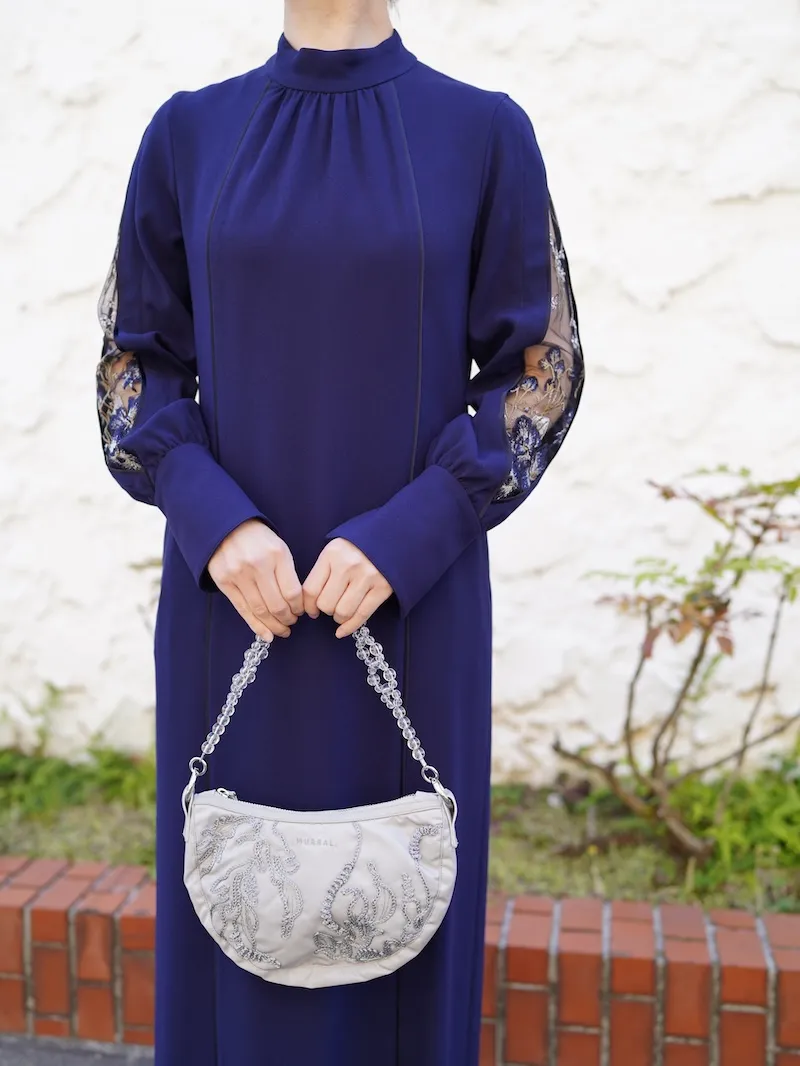 MURRAL（ミューラル） ペタルスリーブレースドレス（ネイビー/サイズ0