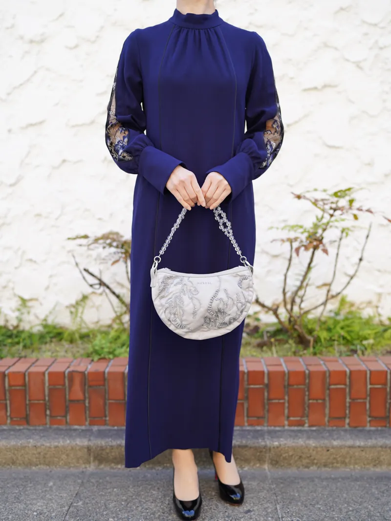 MURRAL（ミューラル）  ペタルスリーブレースドレス（ネイビー/サイズ0）全身正面2