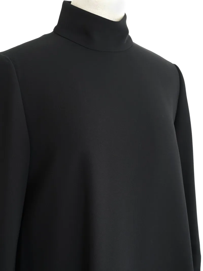 Mame Kurogouchi（マメ クロゴウチ）  エンブロイダードカフスAラインドレス（ブラック×ブルー/サイズ2）トルソーバストアップ