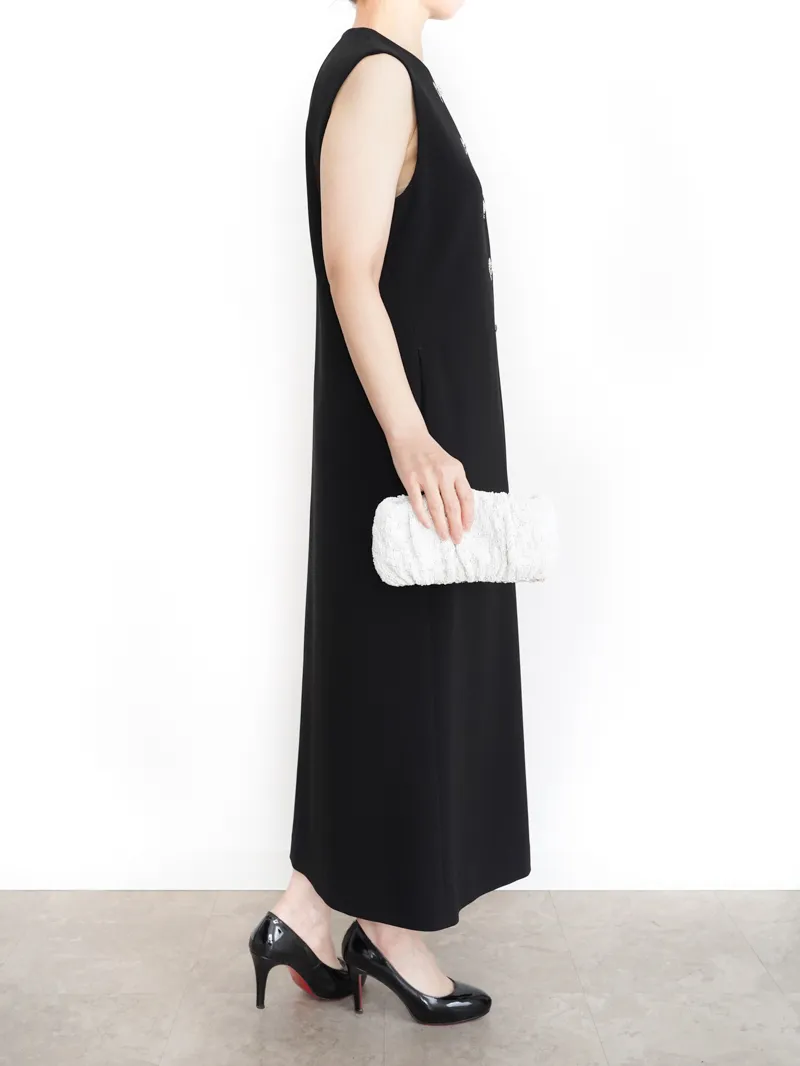 Mame Kurogouchi（マメ クロゴウチ）  エンブロイダードボタンホールスリーブレスドレス（ブラック/サイズ3）全身側面