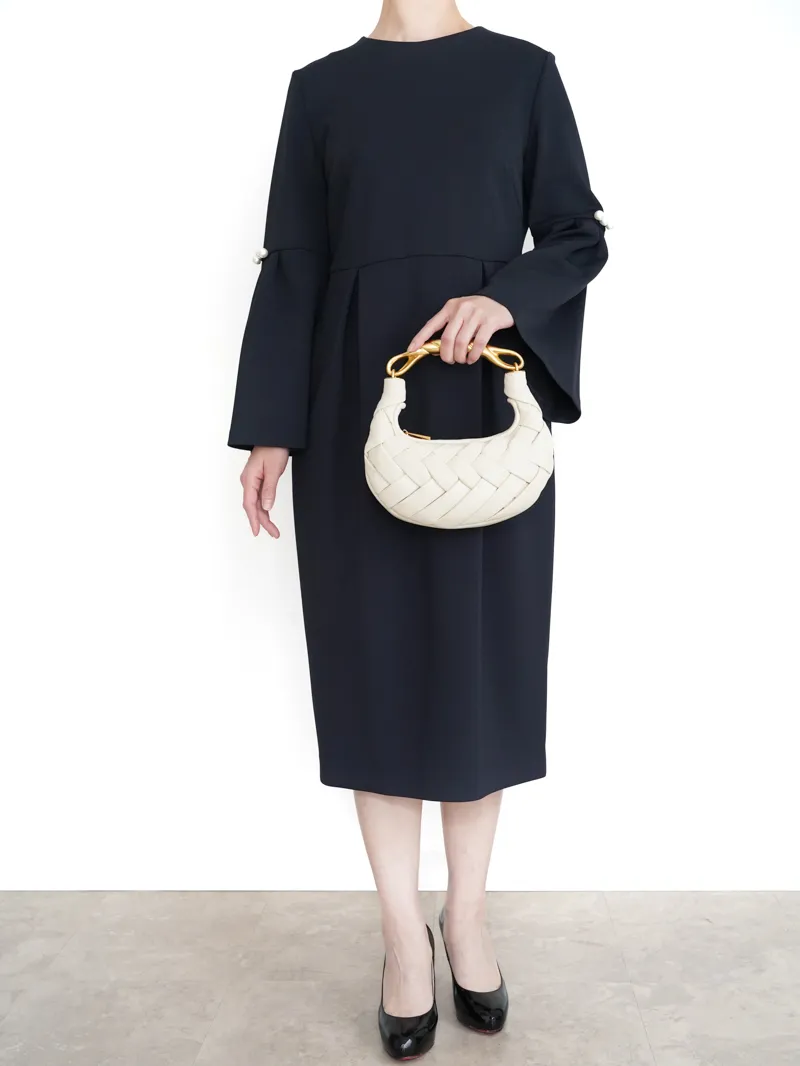 UNITED ARROWS（ユナイテッドアローズ）  フレアスリーブドレス（ネイビー/サイズ40）