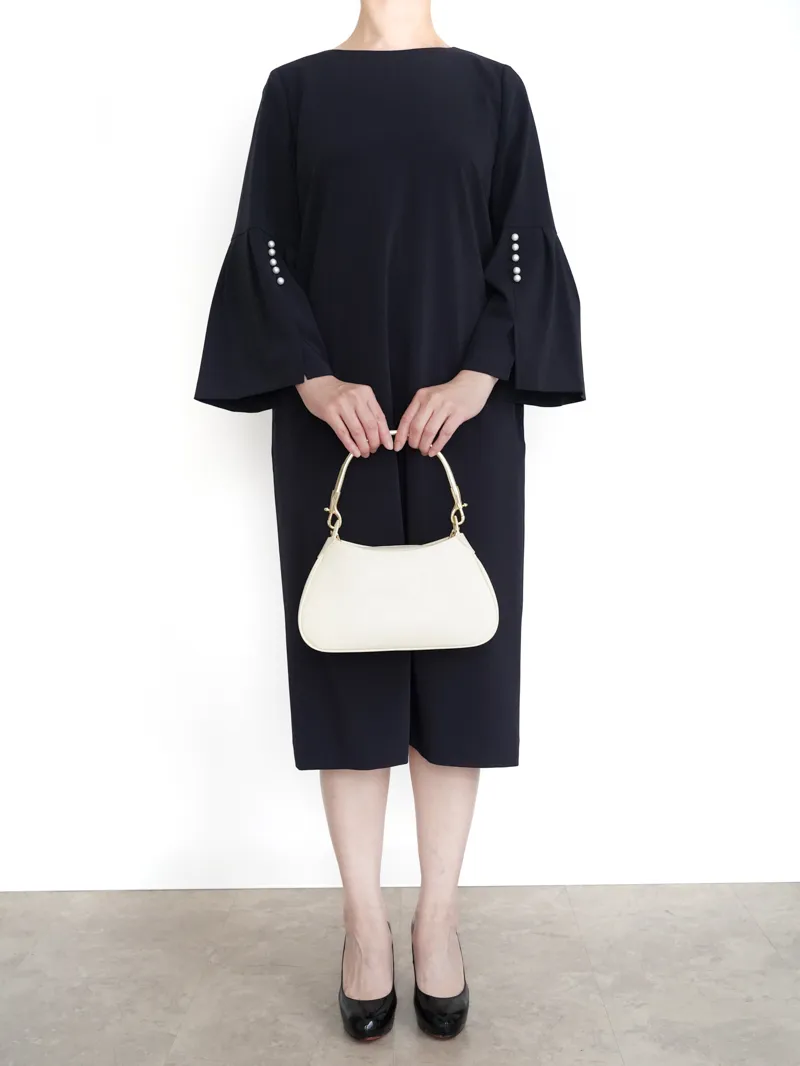 UNITED ARROWS（ユナイテッドアローズ） パウダリードレープIラインドレス（ネイビー/サイズ38）