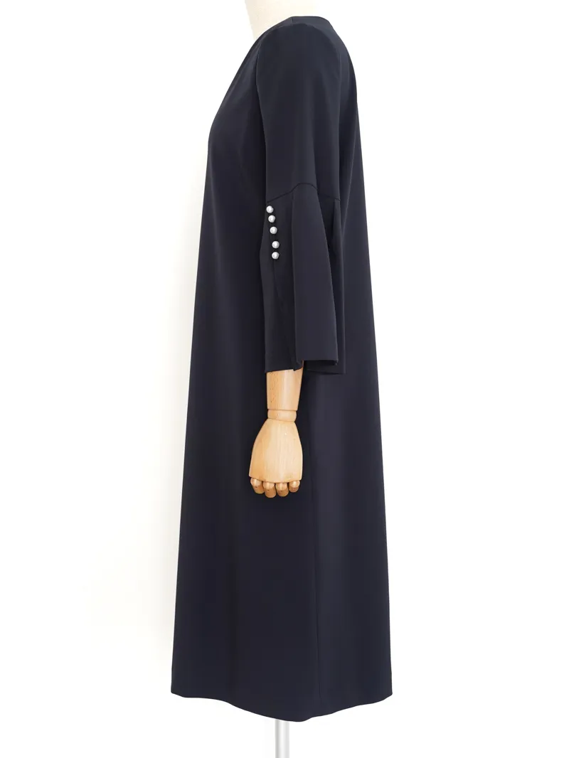 UNITED ARROWS（ユナイテッドアローズ） パウダリードレープIラインドレス（ネイビー/サイズ38）　トルソー側面