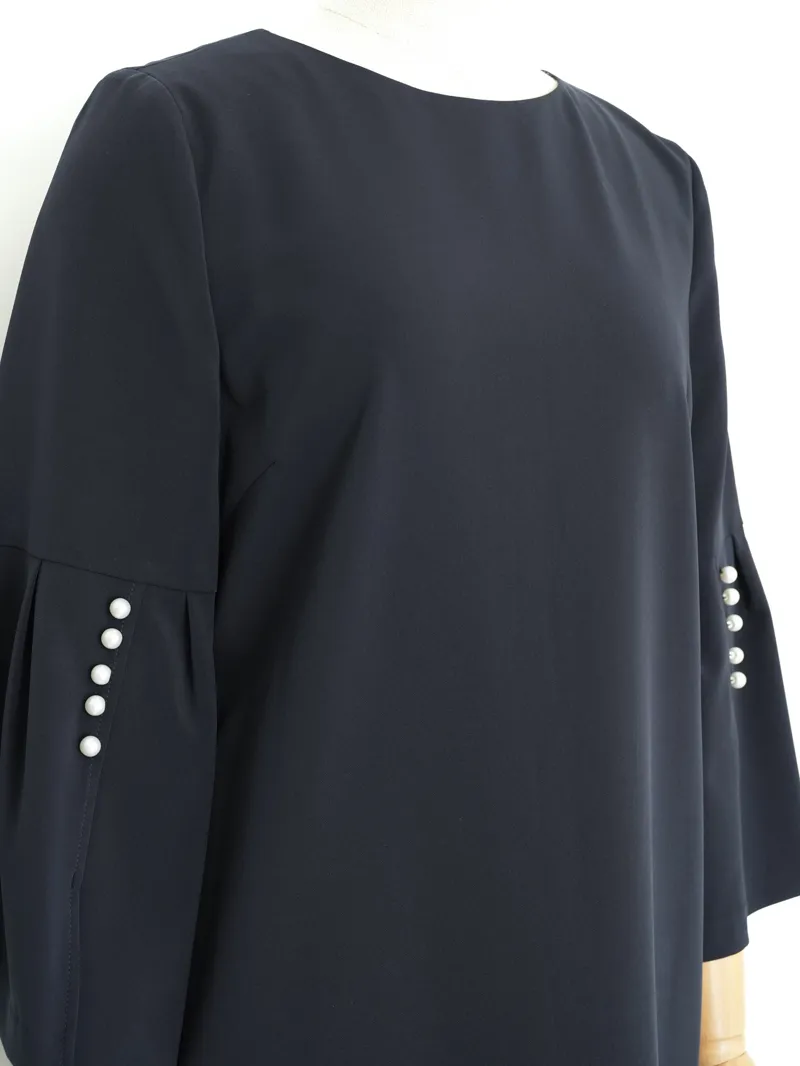 UNITED ARROWS（ユナイテッドアローズ） パウダリードレープIラインドレス（ネイビー/サイズ38）　トルソーバストアップ