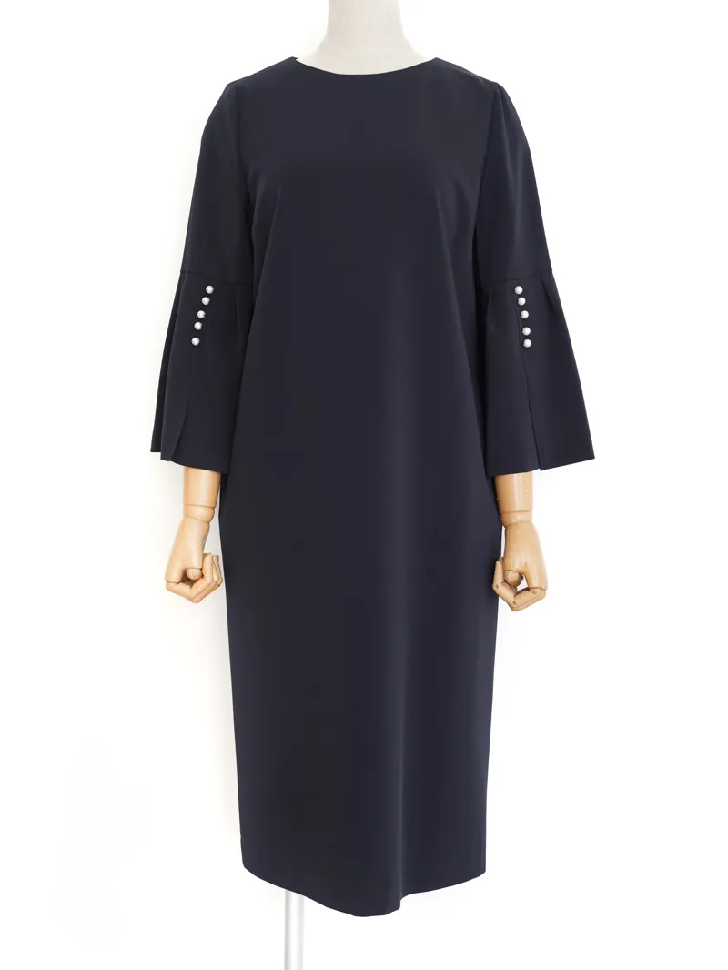 UNITED ARROWS（ユナイテッドアローズ） パウダリードレープIラインドレス（ネイビー/サイズ38）　トルソー正面