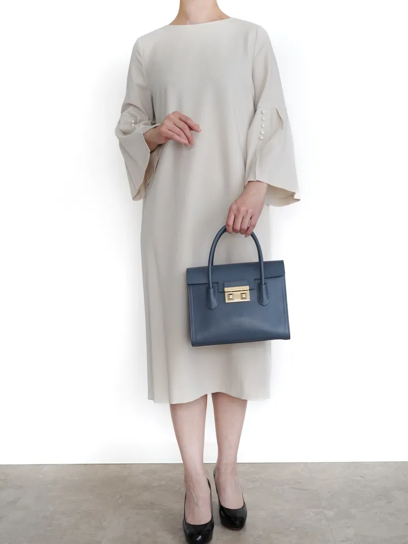 UNITED ARROWS（ユナイテッドアローズ） パウダリードレープIラインドレス（ベージュ/サイズ38）