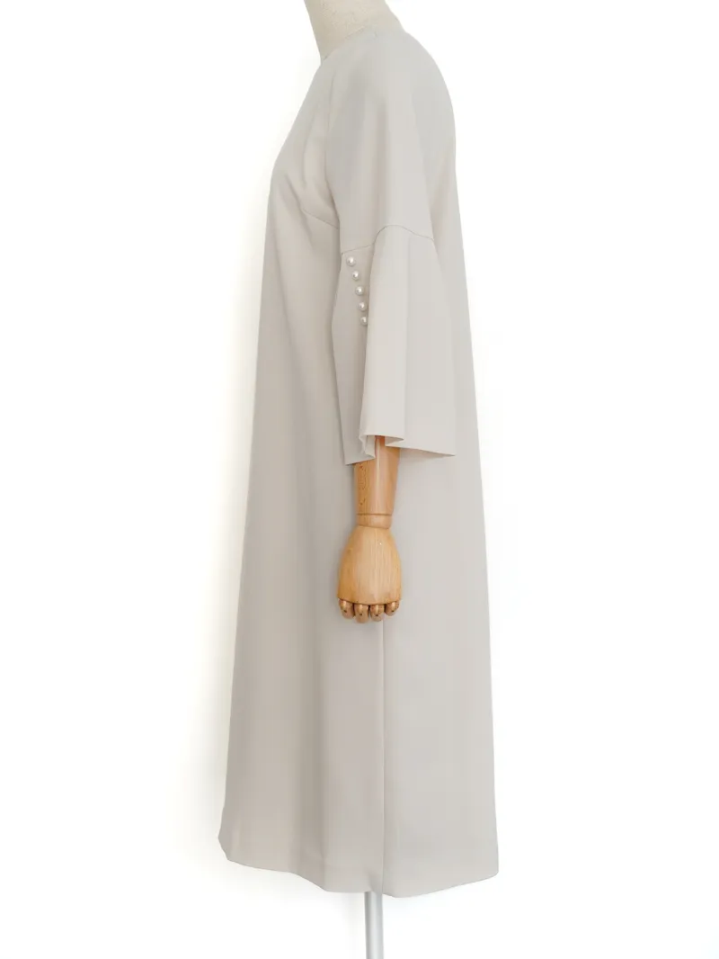 UNITED ARROWS（ユナイテッドアローズ） パウダリードレープIラインドレス（ベージュ/サイズ38）　トルソー側面