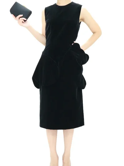 Simone Rocha（シモーネ ロシャ）  ベルベットノースリーブドレス（ブラック/サイズUK6）