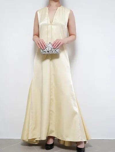 JIL SANDER（ジルサンダー）  サイドプリーツドレス（イエロー/サイズ34）