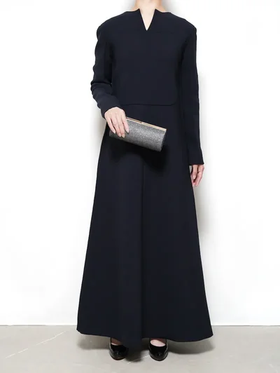 JIL SANDER（ジルサンダー）  ウールボンディングロングドレス（ネイビー/サイズ36）