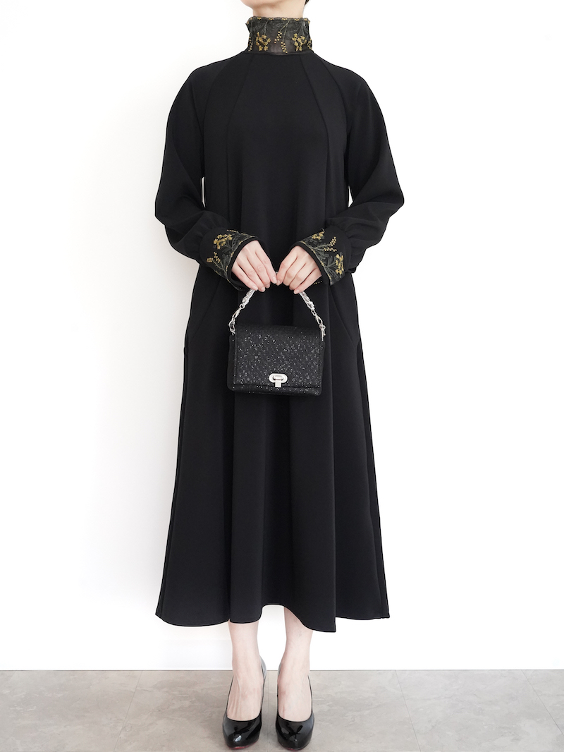 LOKITHO（ロキト） エンブロイコンビジャージードレス（ブラック/サイズ1）
