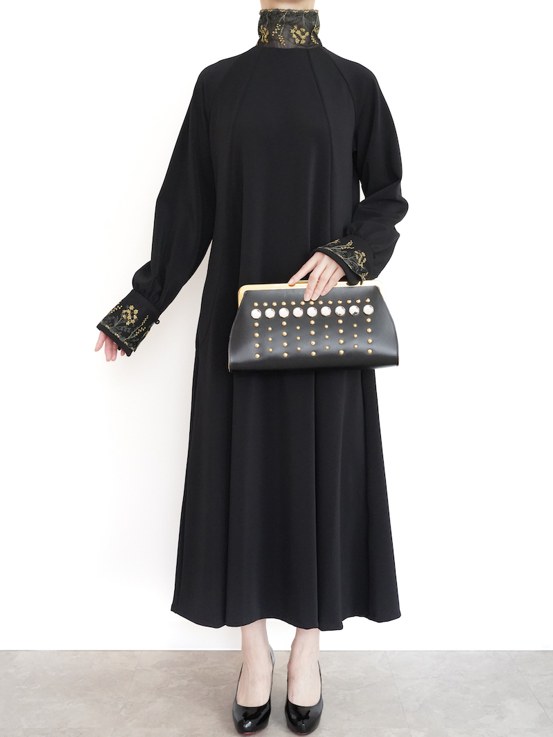 LOKITHO（ロキト） エンブロイコンビジャージードレス（ブラック/サイズ2）