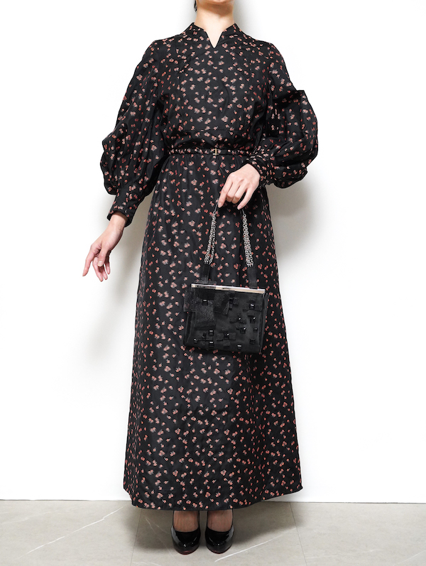 Mame Kurogouchi（マメ クロゴウチ） オスマンサスモチーフジャガードドレス（ブラック/サイズ1）