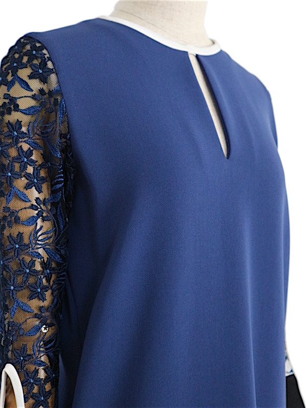 Mame Kurogouchi（マメ クロゴウチ） チュールエンブロイダードIラインドレス（ブルー/サイズ1）｜レンタルドレス THE DRESS