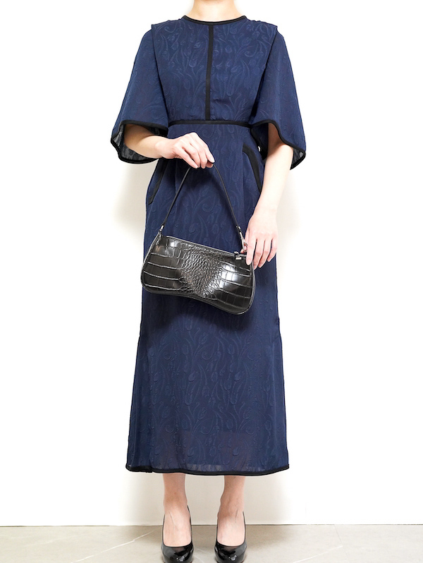 Mame Kurogouchi（マメ クロゴウチ） チューリップモチーフジャガードドレス（ネイビー/サイズ1）
