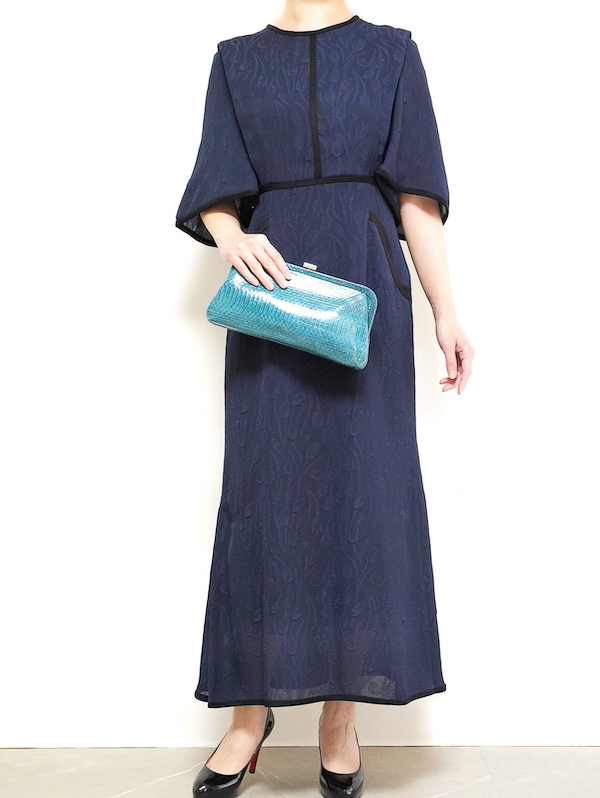 Mame Kurogouchi（マメ クロゴウチ） チューリップモチーフジャガードドレス（ネイビー/サイズ2）