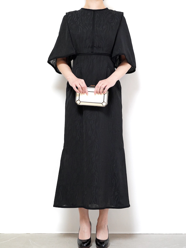 Mame Kurogouchi（マメ クロゴウチ） チューリップモチーフジャガードドレス（ブラック/サイズ1）