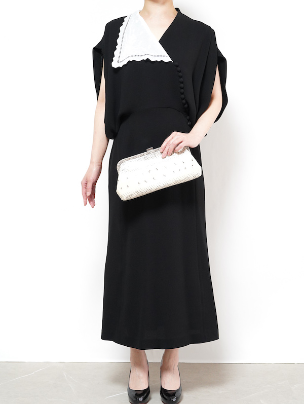 Mame Kurogouchi（マメ クロゴウチ） レースフラップカラークラシックドレス（ブラック/サイズ2）