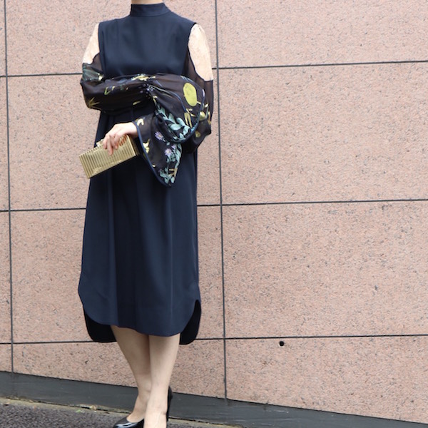 Mame Kurogouchi（マメ クロゴウチ） フローラルラメプリントドレス（ネイビー/サイズ1）｜レンタルドレス THE DRESS