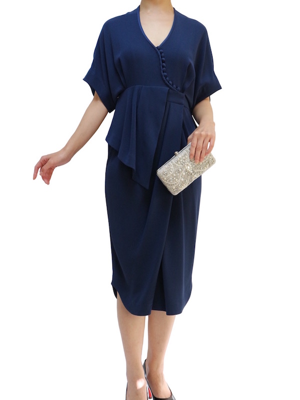 Mame Kurogouchi（マメ クロゴウチ） ウエストフリルオリエンタルドレス（ブルー/サイズ1）