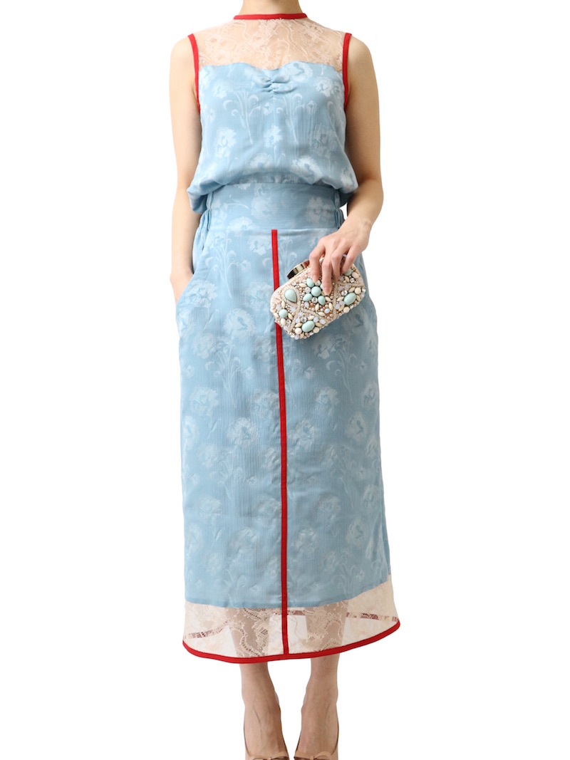 Mame Kurogouchi（マメ クロゴウチ） カーネーションウィロートップス&スカート（ブルー/サイズ1）