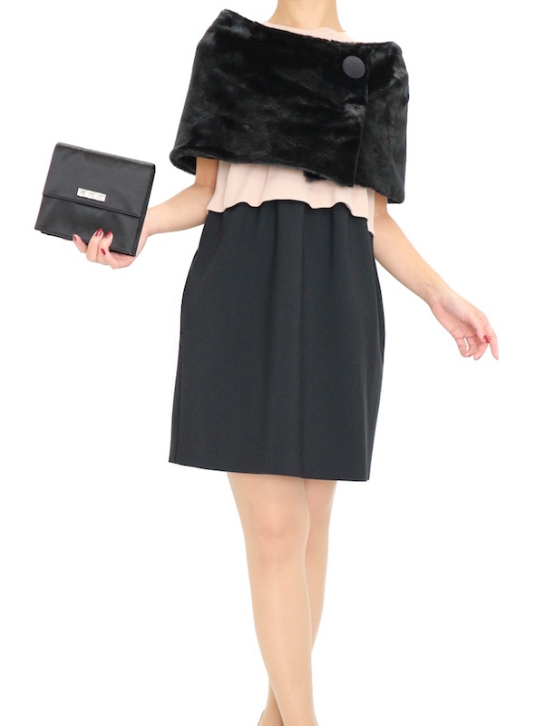 YOKO CHAN（ヨーコチャン） ウエストタックドレス（ブラック×ピンク/サイズ38）｜レンタルドレス THE DRESS