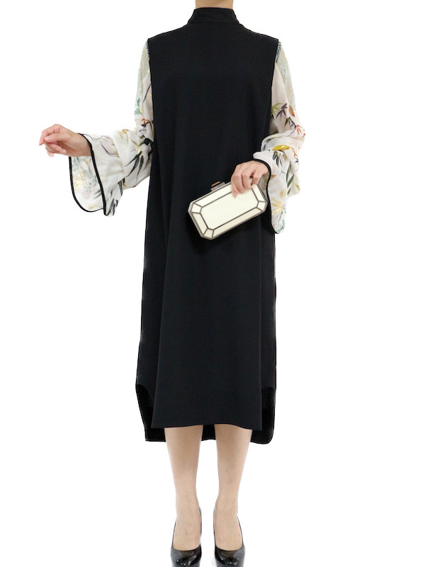 Mame Kurogouchi（マメ クロゴウチ） フローラルラメプリントドレス（ブラック/サイズ2）