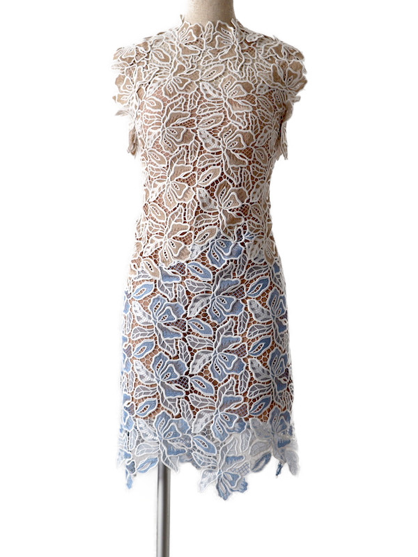 N°21（ヌメロヴェントゥーノ） フラワーレースドレス（ベージュ×ブルー 