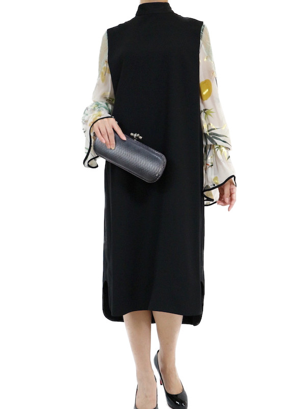 Mame Kurogouchi（マメ クロゴウチ） フローラルラメプリントドレス（ブラック/サイズ1）
