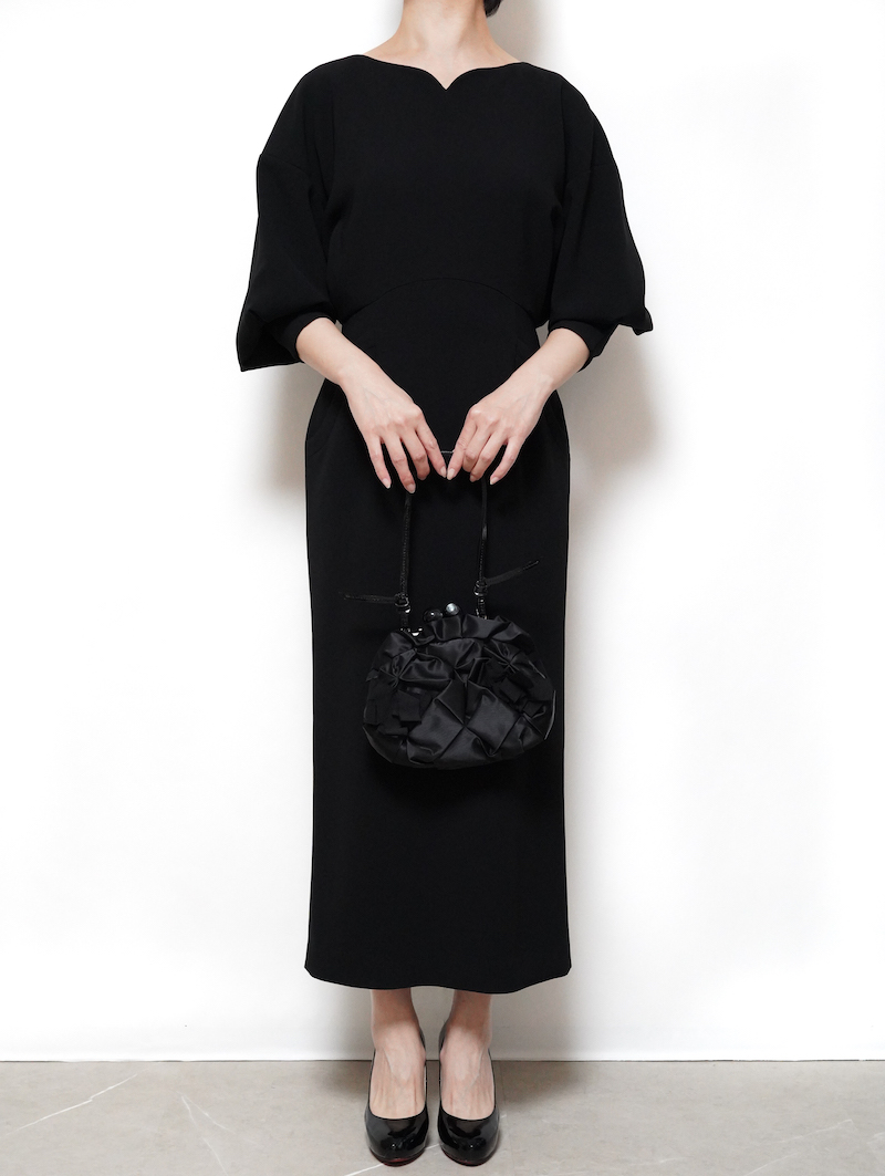 人気ショップ mame kurogouchi マメ Boat Neck Dress Black ロング