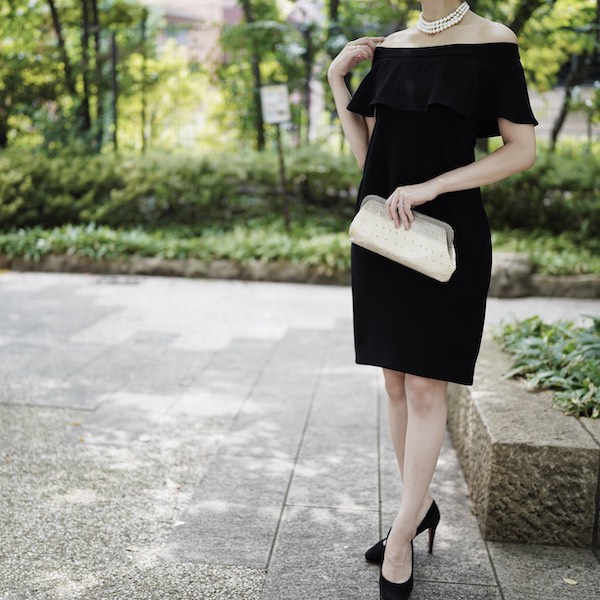美品】YOKO CHAN オフショルダーワンピース ブラック 36 ドレス-