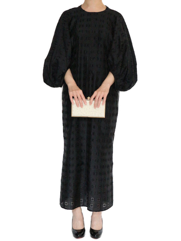 Mame Kurogouchi（マメ クロゴウチ） フローラルカットジャガードドレス（ブラック/サイズ2）