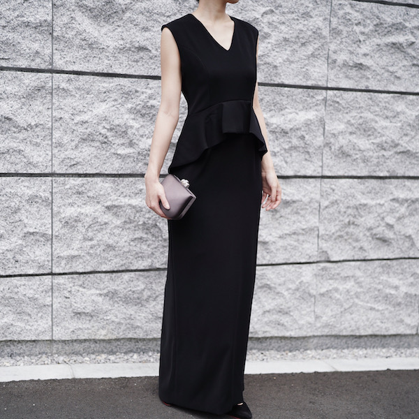 YOKO CHAN（ヨーコチャン） ペプラムロングドレス（ブラック/サイズ40