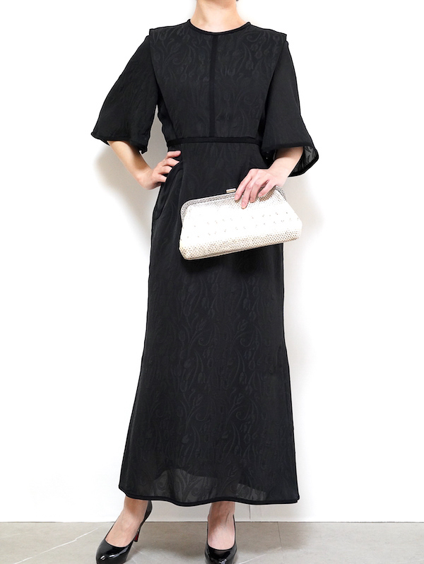 Mame Kurogouchi（マメ クロゴウチ） チューリップモチーフジャガードドレス（ブラック/サイズ2）