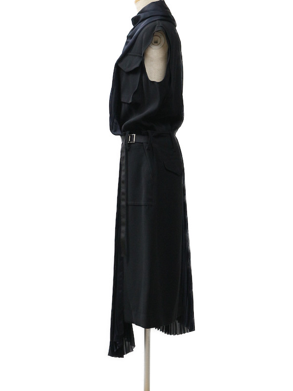 sacai（サカイ） ソリッドサテンドレス（ネイビーxブラック/サイズ1）｜レンタルドレス THE DRESS
