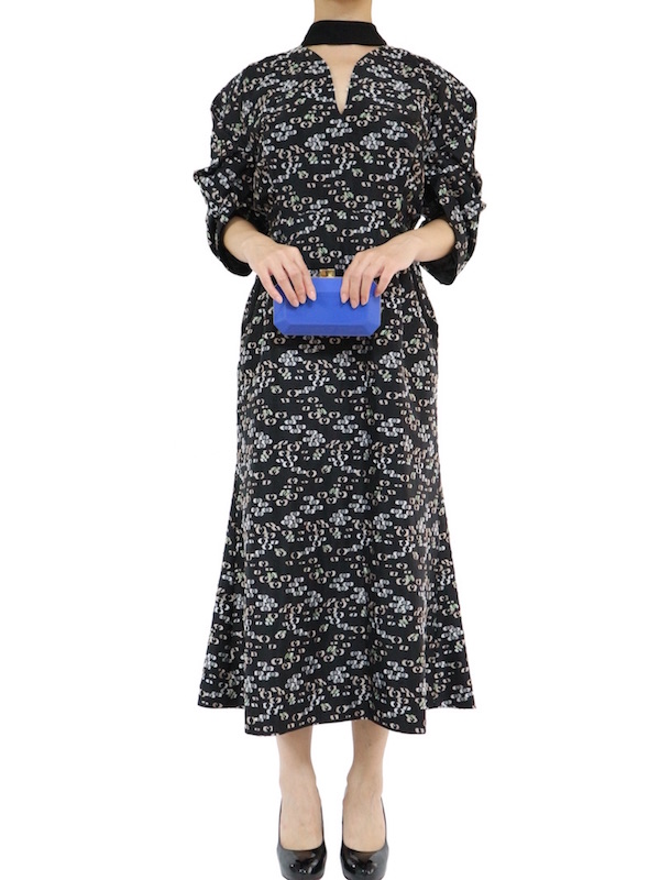 Mame Kurogouchi（マメ クロゴウチ） フローラルカットジャガードボリュームスリーブドレス（ブラック/サイズ1）